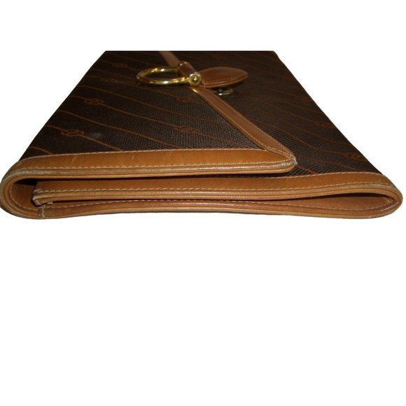 GUCCI early brown logo print XL asymmetrical envelope top clutch - Picture 8 of 13